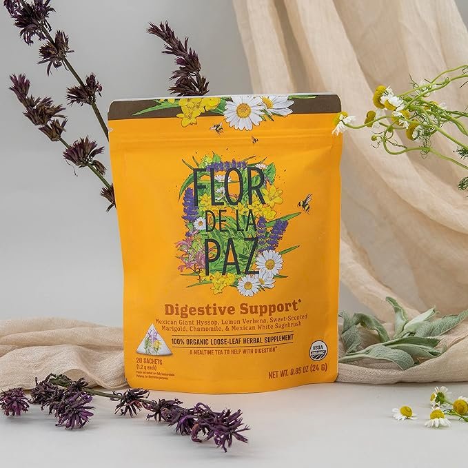 3 FLOR DE LA PAZ- ORGANIC TEA BOX WITH 6 VARIETIES, SELECTION OF 100% ORGANIC INFUSIONS IN SACHETS | 20 UNITS | 144 GRAMS (5.1oz)
