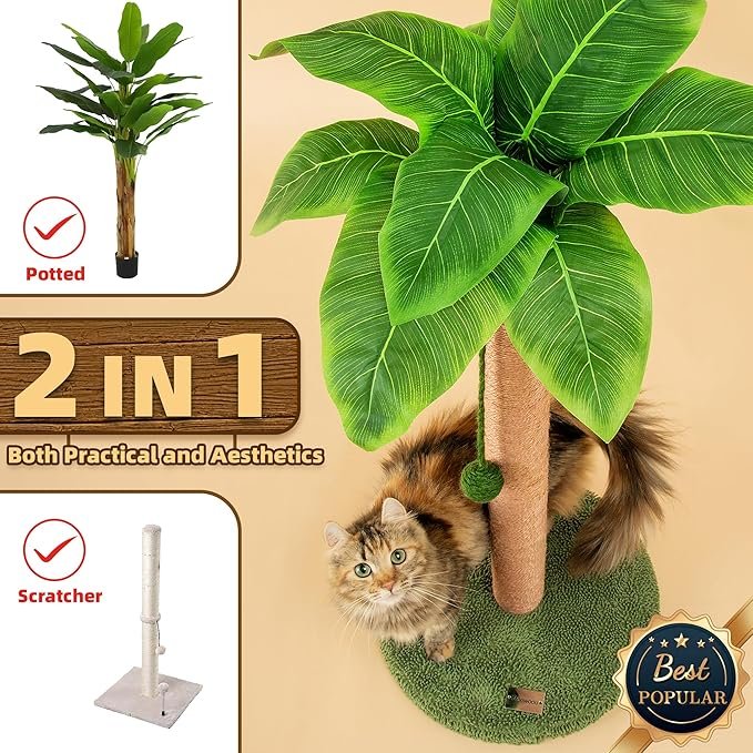 2 Cat Scratching Post Cat Scratcher 35 inch Tall Scratching Post with Sisal Rope for Indoor Cats Large Cat Scratching Post sisal cat Scratcher Cute for Kitten Scratching Post