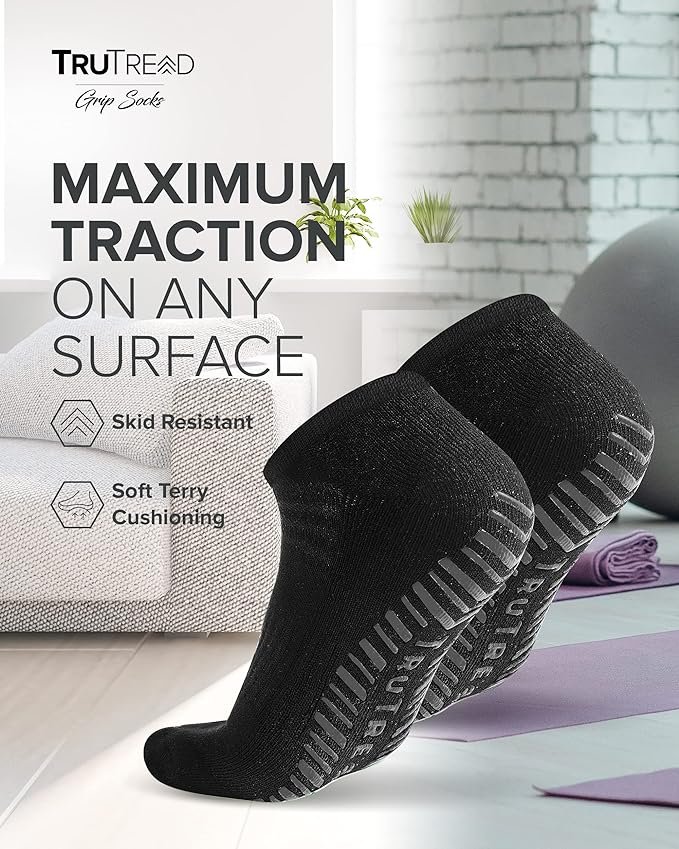 2 Pilates Socks with Grips for Women and Men - 6 Pairs Yoga Socks for Women | Yoga Socks for Men | Pure Barre Socks