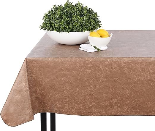 1 Yourtablecloth Heavy Duty Vinyl Rectangle or Square Tablecloth – 6 Gauge Heavy Duty Tablecloth – Flannel Backed – Wipeable Tablecloth with Vivid Colors & Many Sizes 52 x 52 Terra