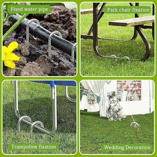 4 J Hook Galvanized Rebar Stakes 12-Inch, 6-Pack Ground Anchors Tent Stakes for Heavy Duty Usage in Plant Support, Anti-Rust Solution for Securing Landscape Fabric and Artificial Turf.