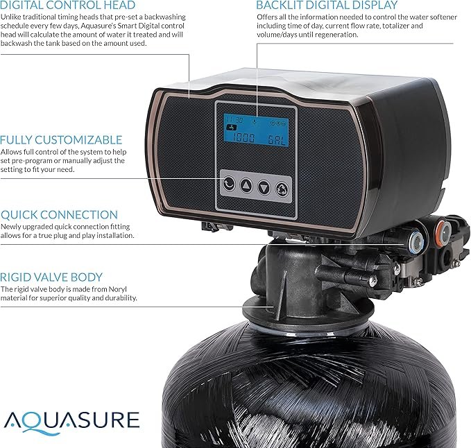 2 Aquasure 48K Harmony Series Whole House Water Softener - High Performance Metered Control Head | Minimizes Hardness & Minerals | Enhances Water Quality | Ideal for 3-4 Bathrooms
