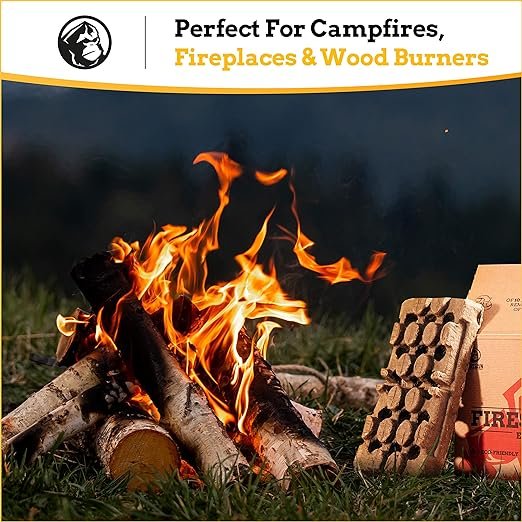 2 Mountain GRILLERS Natural Firelighters - Fire Starters for Wood Burner Log Burner Fireplace Pizza Oven BBQ - Indoor & Outdoor Brick Eco Fire lighters
