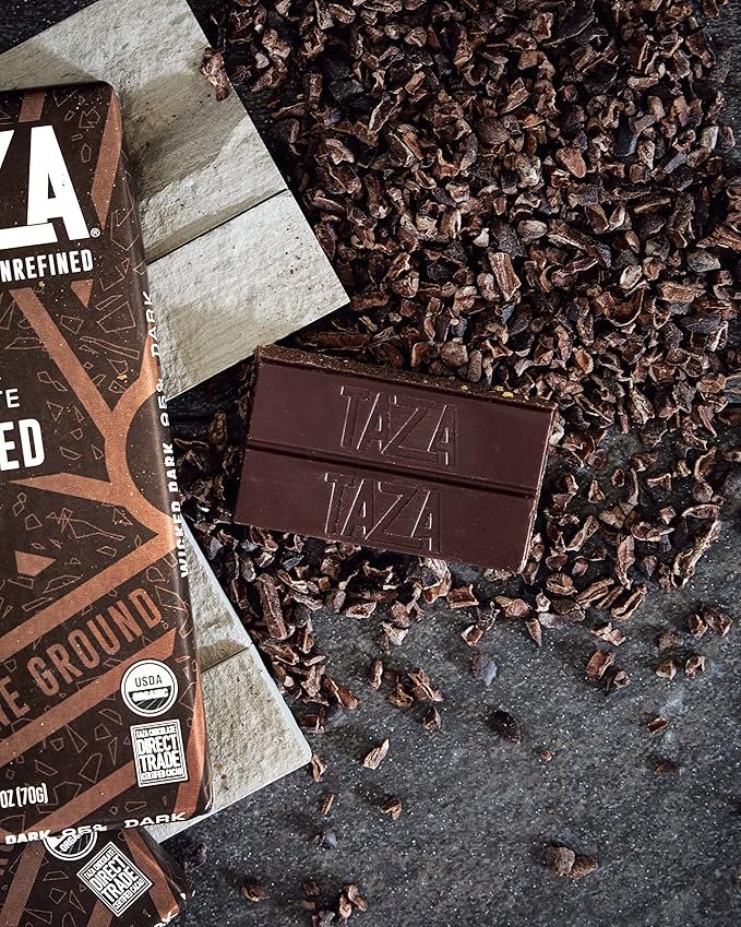 3 Taza Chocolate Organic Amaze Bar 70% Stone Ground, Raspberry Crunch, 2.5 Ounce (10 Count), Vegan