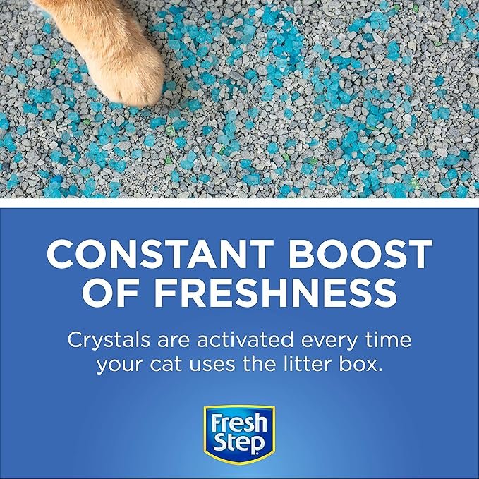4 Fresh Step Cat Litter Crystals In Fresh Scent | Cat Litter Box Deodorizer | Combats Cat Odors and Neutralizes Smells to Keep Your Home Clean, 15 Ounces - 3 Pack