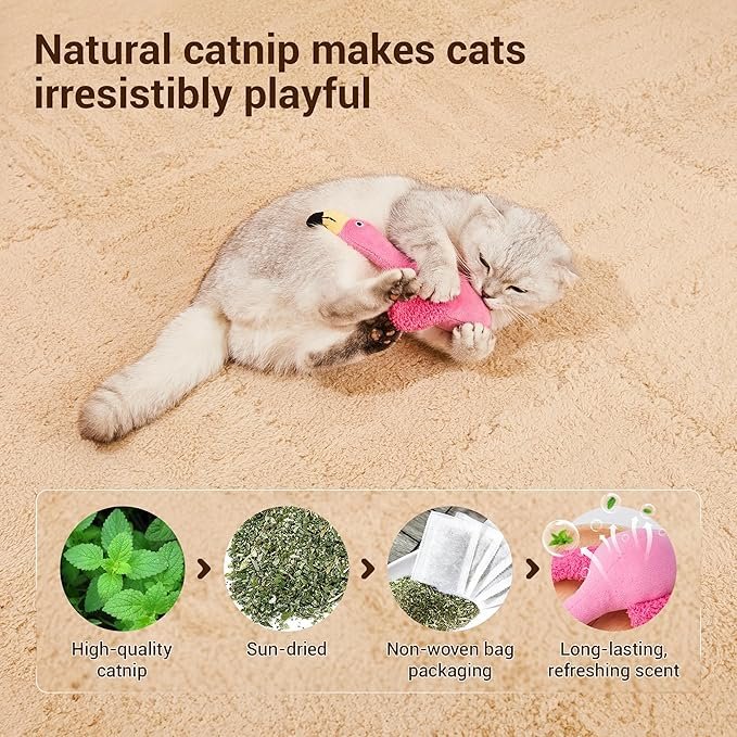 1 Potaroma Catnip Bird Cat Toys, 2 Pcs Crinkle Sound Toys Soft and Durable, Cat Kicker Toys for Indoor Kitten Exercise 8.5 Inches for All Breeds Interactive