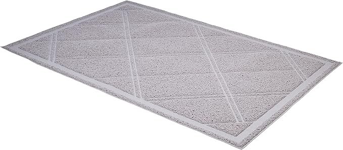2 Amazon Basics Less-Mess Cat Litter Box Mat, Unscented, 24" x 35", Grey