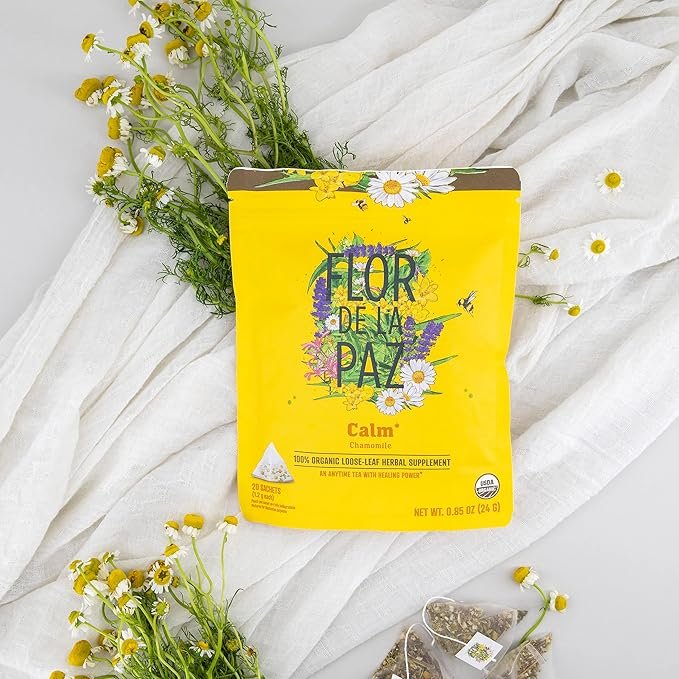 1 FLOR DE LA PAZ- ORGANIC TEA BOX WITH 6 VARIETIES, SELECTION OF 100% ORGANIC INFUSIONS IN SACHETS | 20 UNITS | 144 GRAMS (5.1oz)