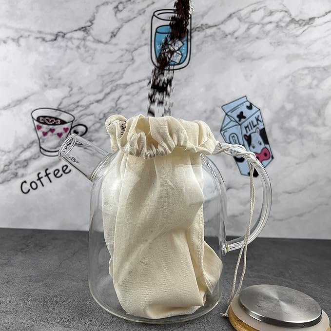 3 Reusable Cotton Cold Brew Coffee Bag