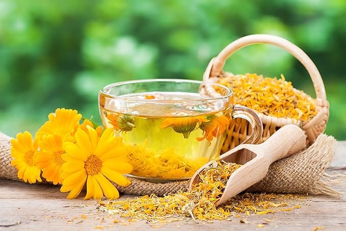 1 Calendula Tea 1LB (16Oz) 100% CERTIFIED Organic Whole Flower Calendula Herbal Tea (Calendula Officinalis), Caffeine Free in 1 lbs. Bulk Resealable Kraft BPA free Bags from U.S. Wellness