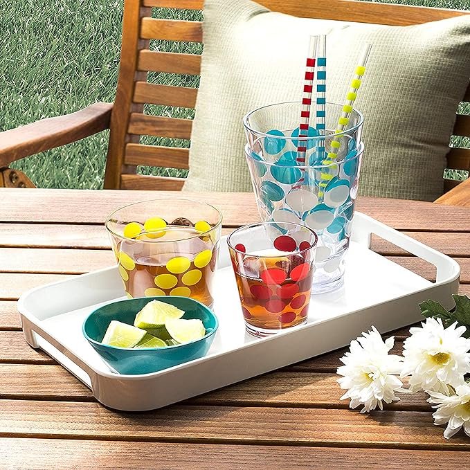 3 Zak Designs Large Gallery Serving Tray - BPA-free, Eggshell White GL Tray