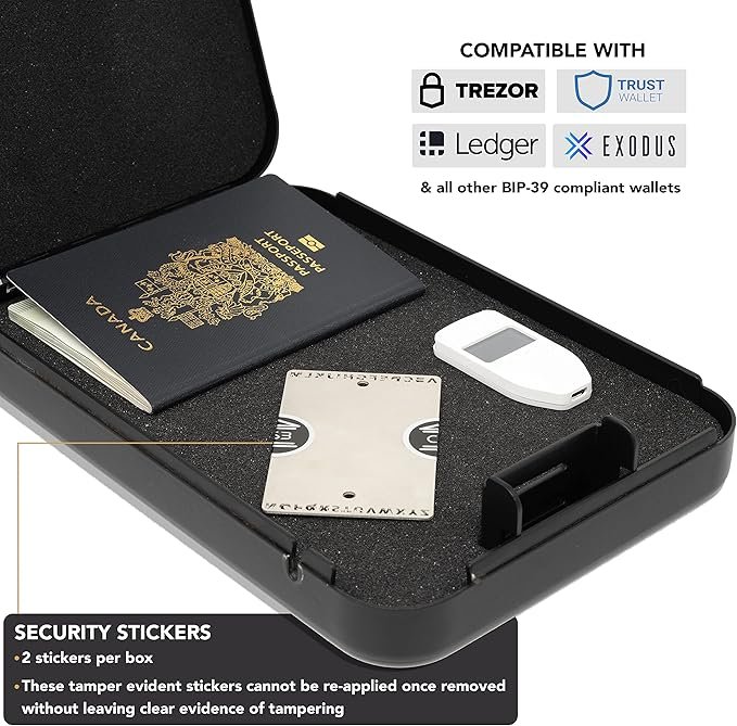 3 Crypto Seed Bank - Steel Plates for Crypto Seed Phrase Storage - Easy and Precise Engraving for Bitcoin Cold Wallet Seed Backup - Engrave 48 Words - for Ledger Nano and Trezor One Hardware Wallets