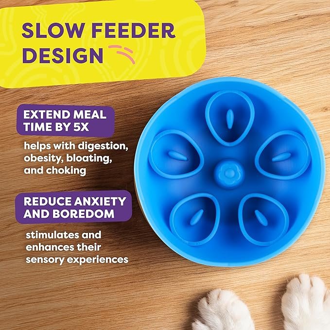 1 Hertzko Elevated Slow Feeder Bowl for Cats & Small Dogs - Slow Feeder Cat & Dog Bowl - Elevated Slow Feeder Dog Bowls - Cat Puzzle Feeder - Elevated Cat Feeder - Raised Cat Bowl - Slow Feeder Cat bowl