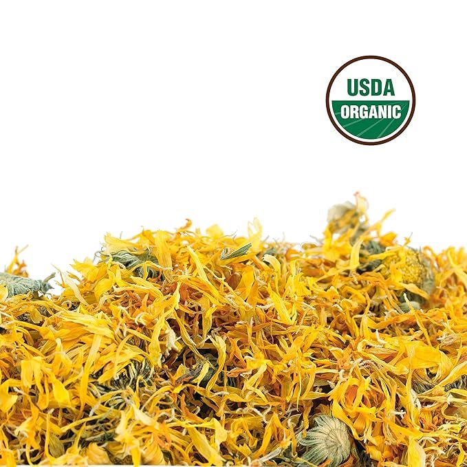 2 Calendula Tea 1LB (16Oz) 100% CERTIFIED Organic Whole Flower Calendula Herbal Tea (Calendula Officinalis), Caffeine Free in 1 lbs. Bulk Resealable Kraft BPA free Bags from U.S. Wellness