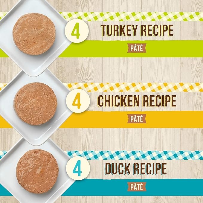 1 Merrick Purrfect Bistro Grain Free Premium Canned Pate Adult Wet Cat Food, Variety Pack, Chicken, Duck, Turkey - (Pack of 12) 5.5 oz. Cans