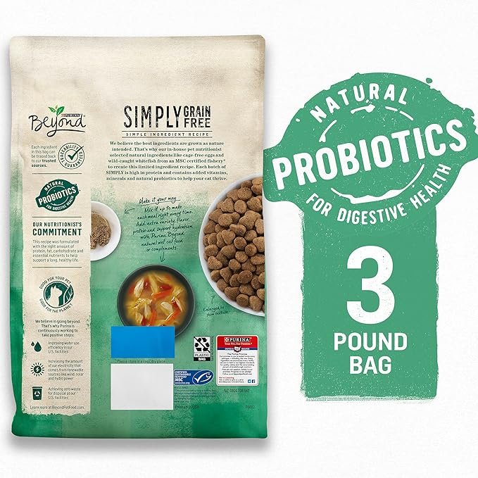 4 Purina Beyond Natural Grain Free Dry Cat Food Whitefish and Egg Recipe With Added Vitamins, Minerals and Nutrients - 3 lb. Bag