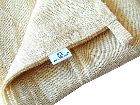 2 Organic Cotton 2-Pack Strainer Cloth - 21 X 24 Unbleached, 90 Grade Muslin, Hemmed Edge - Ideal for Brewing Coffee, Nut Milk, Baking, and Filtration