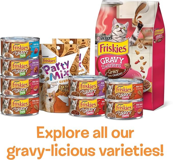 4 Purina Friskies Gravy Wet Cat Food Variety Pack, Extra Gravy Chunky - (Pack of 24) 5.5 oz. Cans