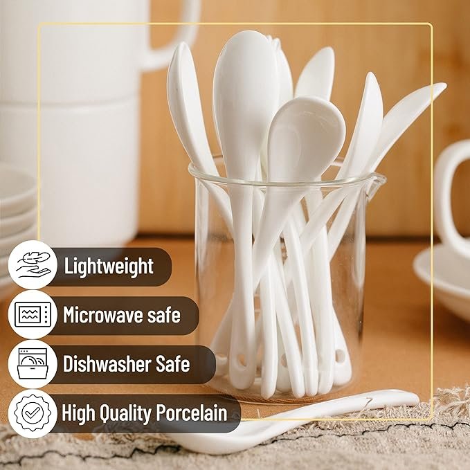 3 BTaT- White Porcelain Tea Spoons