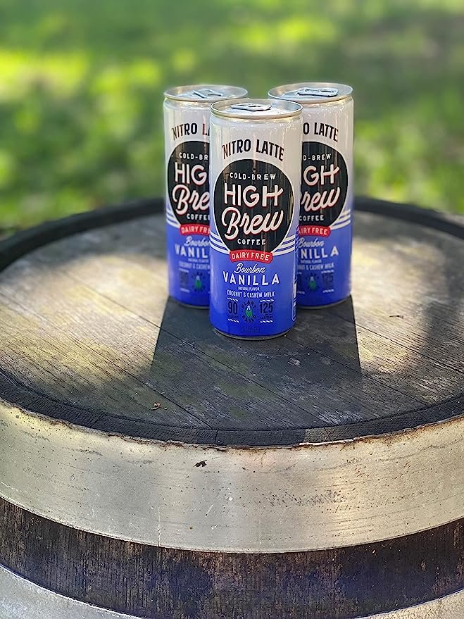 1 High Brew Coffee, Nitro Cold Brew, Bourbon Vanilla Latte, 8 Fl Oz Can (Pack of 12)