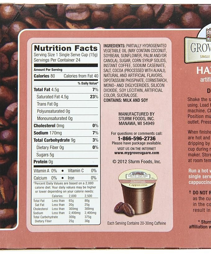 5 Grove Square Hazelnut Cappuccino, Pack of 24 Single Serve Cups