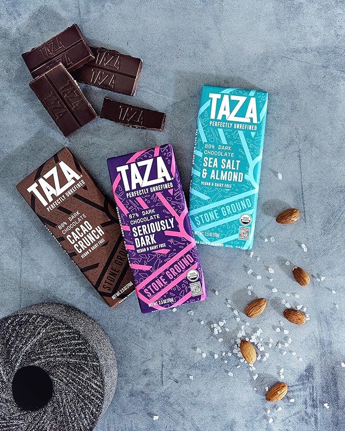 3 Taza Chocolate Organic Amaze Bar 87% Stone Ground, Seriously Dark, 2.5 Ounce (10 Count), Vegan