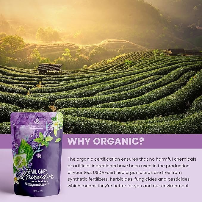 2 Gardenika Organic Earl Grey Loose Leaf Tea with Lavender and Bergamot Oil, Caffeinated Black Leaves, Kosher, No Natural or Artificial Flavors - 4 oz