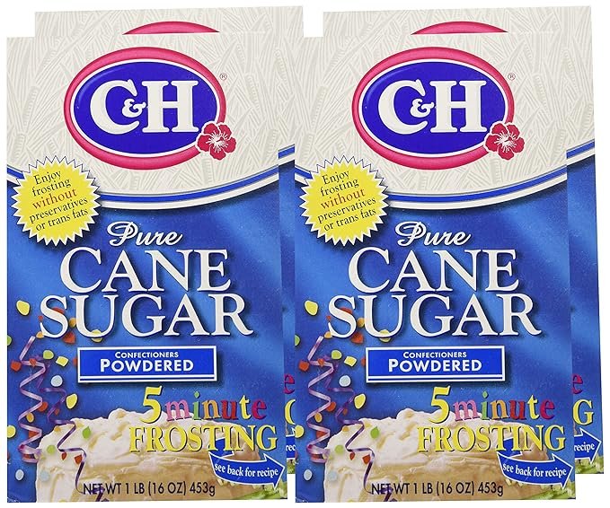 2 C&H, Pure Cane, Confectioners Powdered Sugar, 16oz Box (Pack of 4)