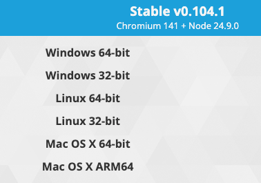 Support for the major desktop operating systems
