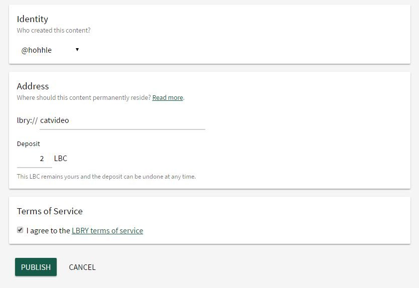 Publishing on LBRY app step 2
