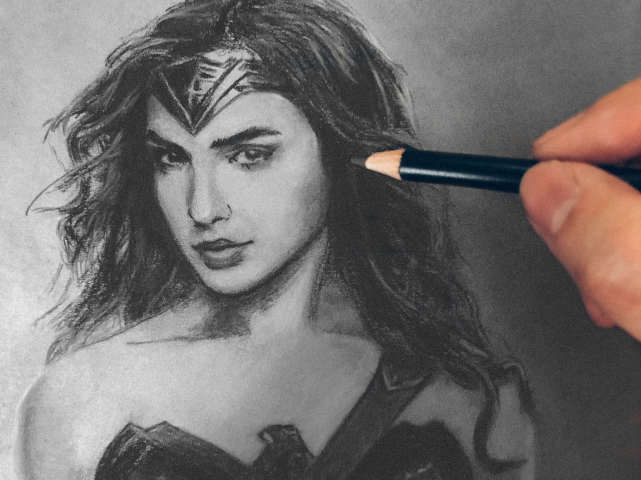Drawing Wonder Woman (Gal Gadot) - Realistic Drawing Process | PeakD