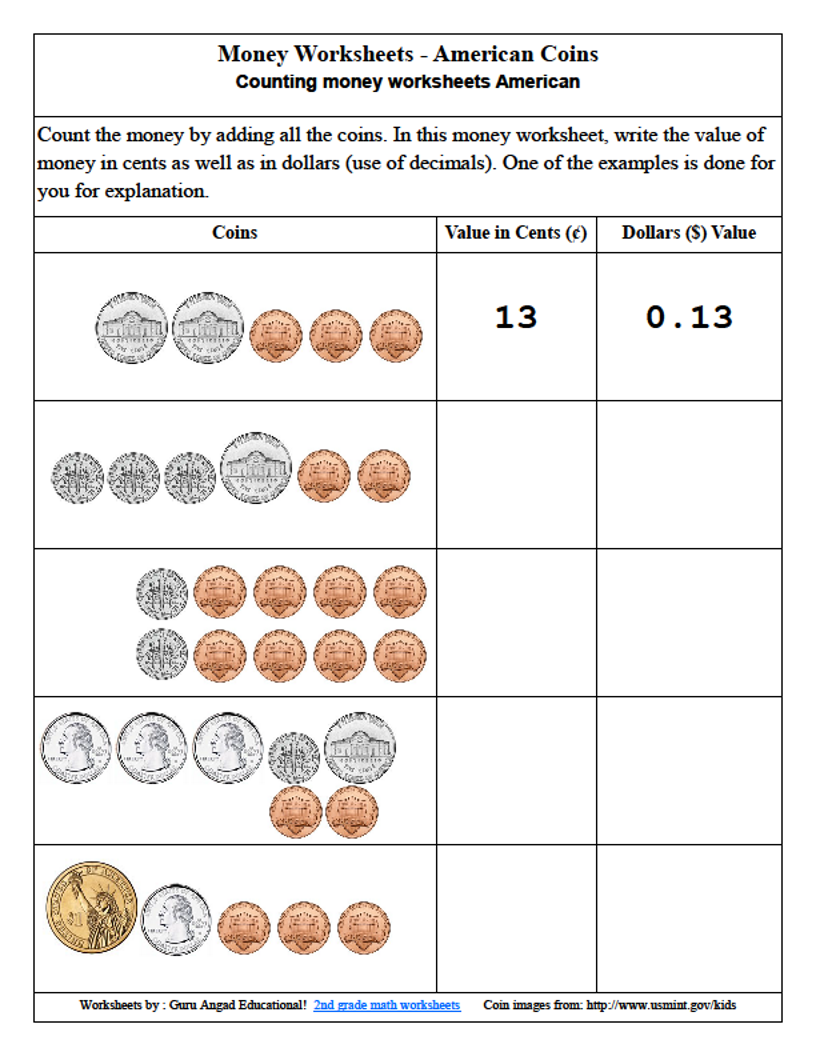 3rd grade math money lessons and worksheets peakd