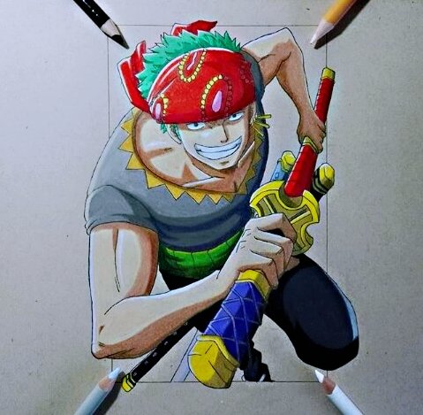 Zoro Original Illustration Anime Art Colored Pencil 
