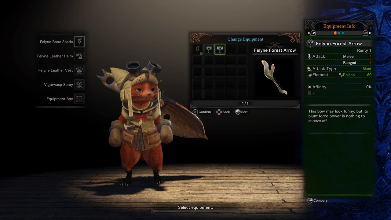 Palico Weapon Selection
