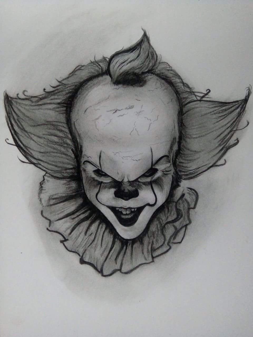 scary clown drawings steps