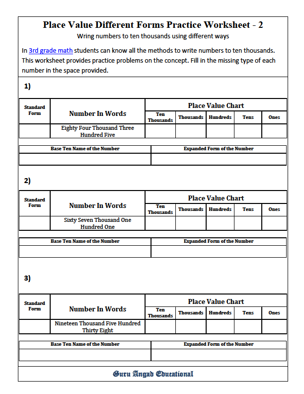 3rd grade math writing numbers to ten thousands using different methods peakd