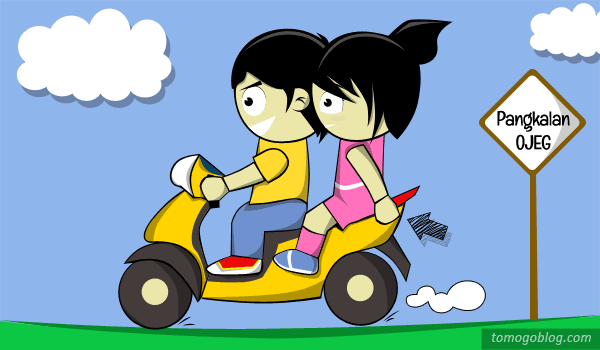 gambar motor kartun romantis.gif