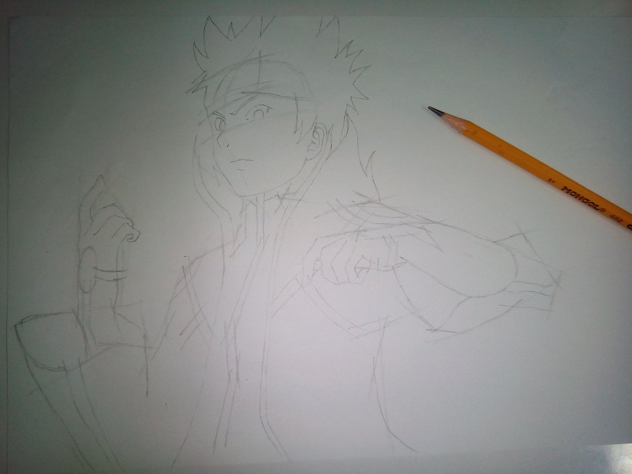 how to draw Naruto Uzumaki step-by-step using just a pencil