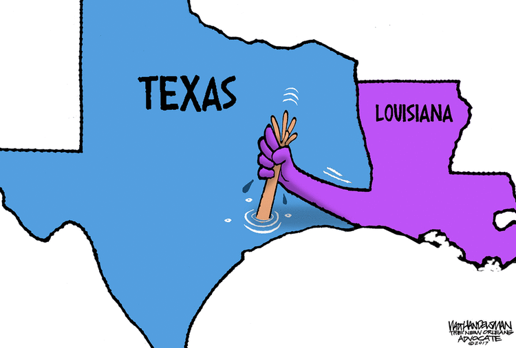 Texas-Louisiana by Walt Handelsman, Tuesday, August 29, 2017