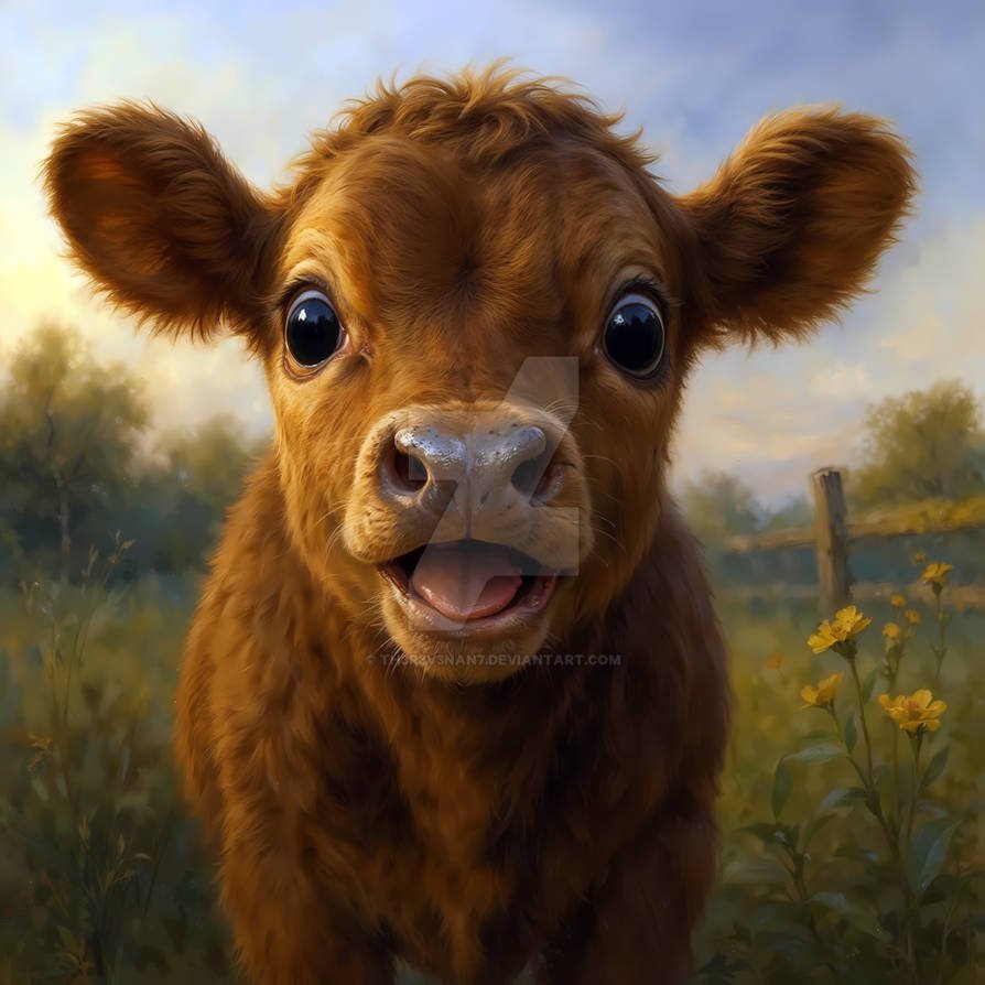 Happy Brown Calf Portrait