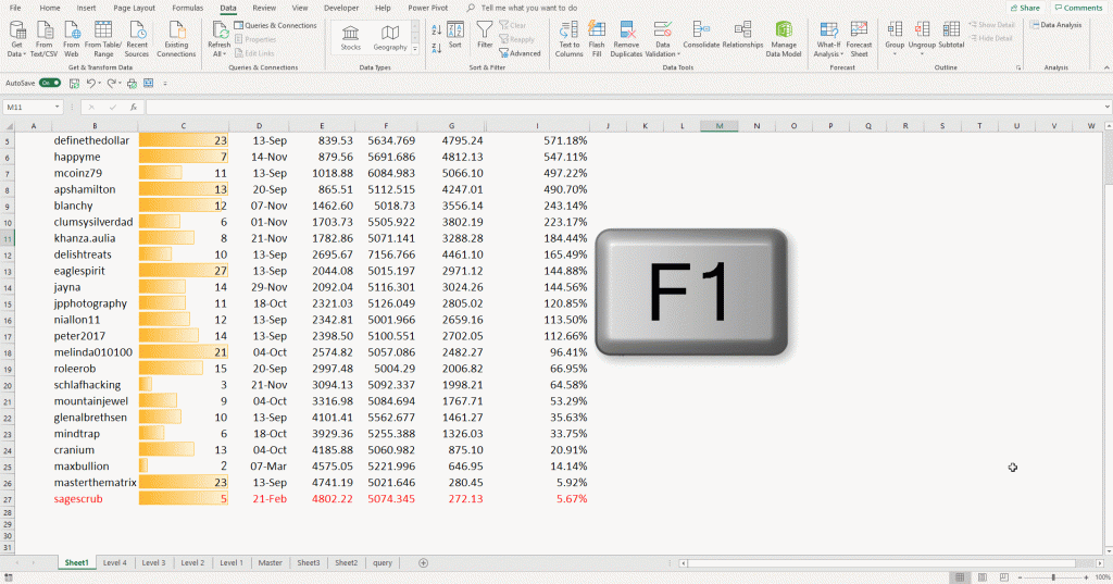 Excel help options