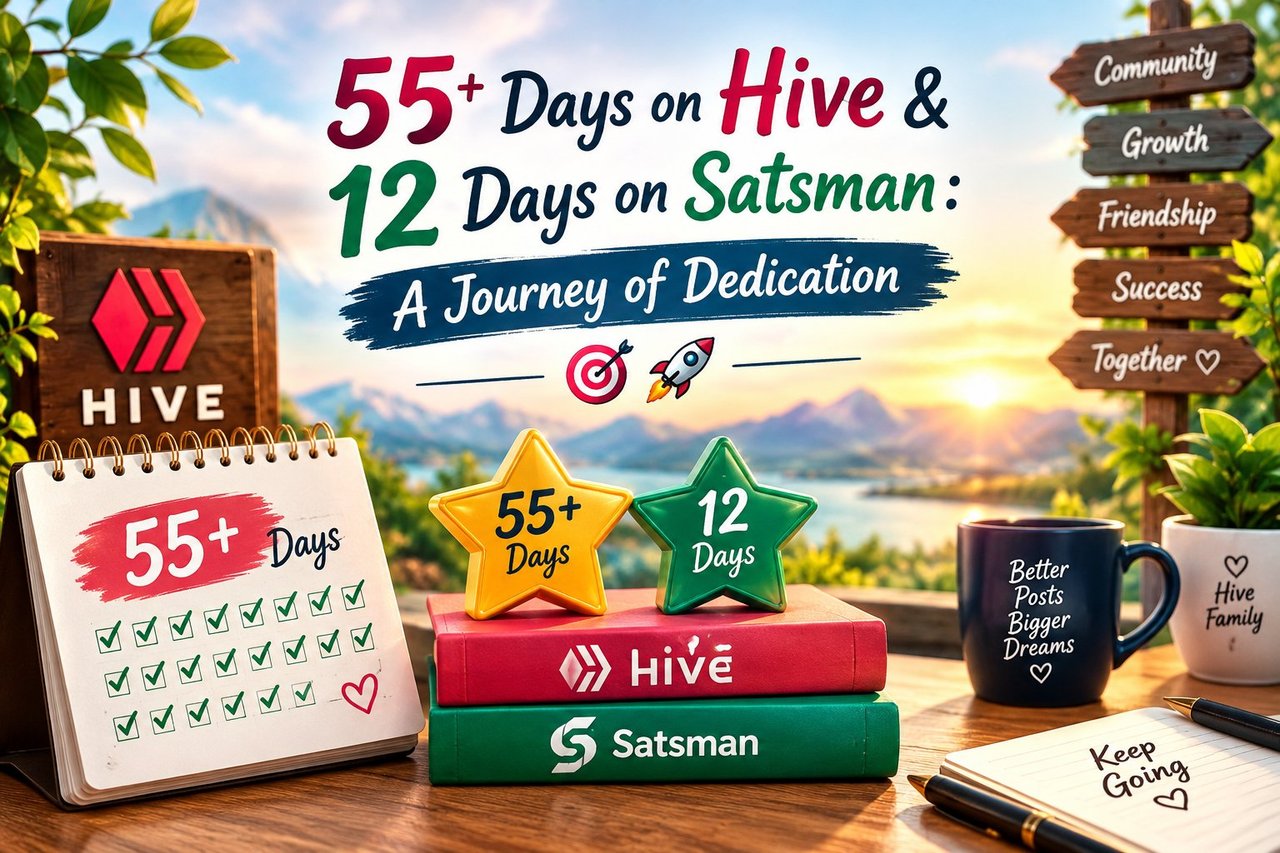 55+ Days on Hive & 12 Days on Satsman: A Journey of Dedication 🎯🚀