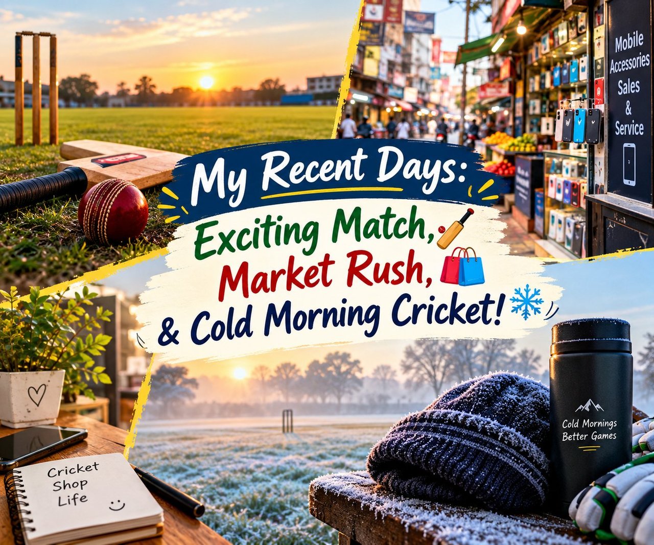 ​My Recent Days: Exciting Match, Market Rush, & Cold Morning Cricket! 🏏🛍️

