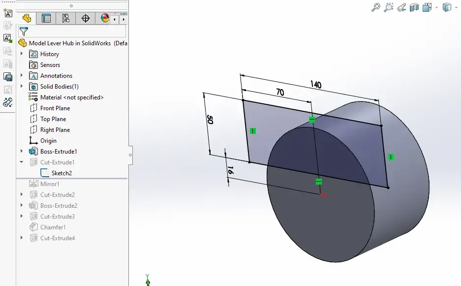 Model Lever Hub in SolidWorks | PeakD