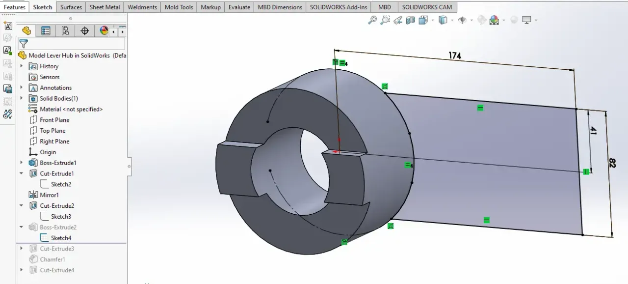 Model Lever Hub in SolidWorks | PeakD