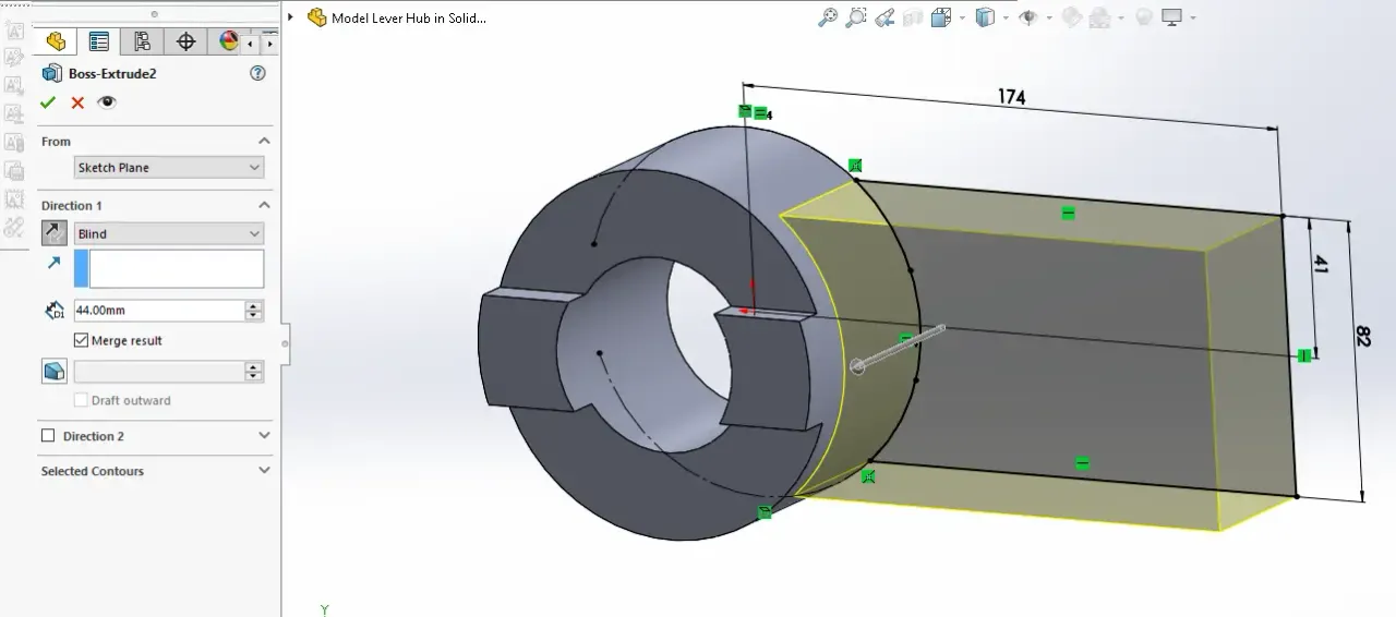 Model Lever Hub in SolidWorks | PeakD