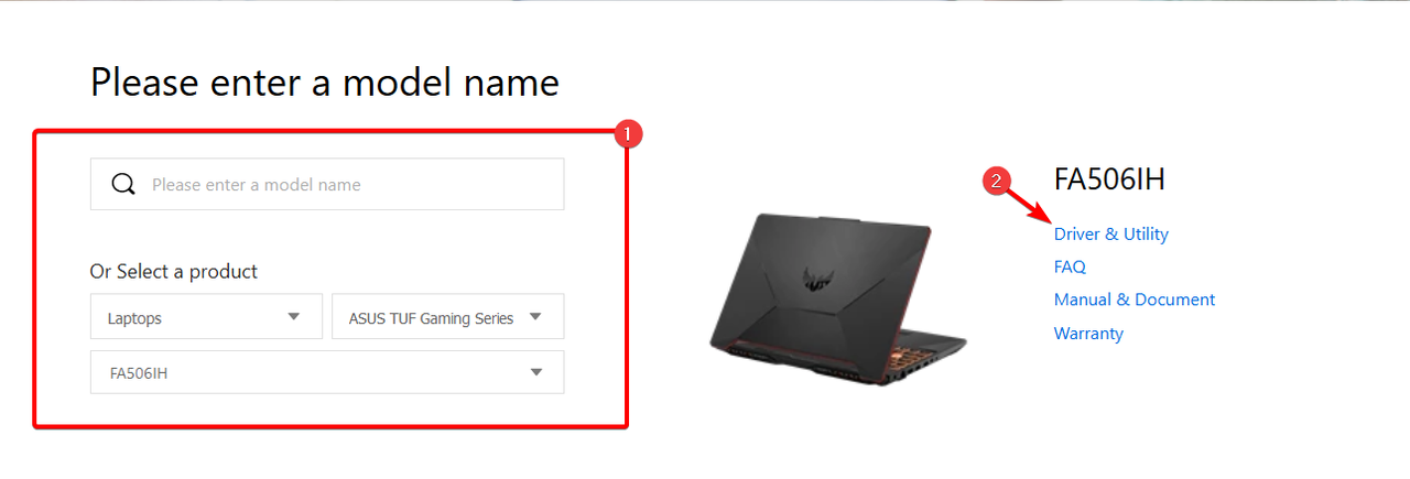 model-name-asus-driver