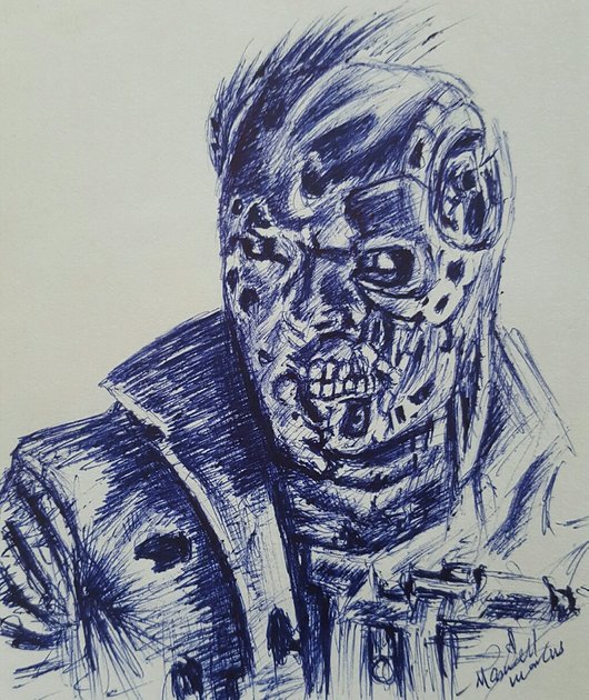 I draw the Terminator with colored pens. : r/learntodraw