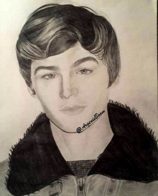 Process of illustrating the pencil of the actor... Miles Heizer PeakD