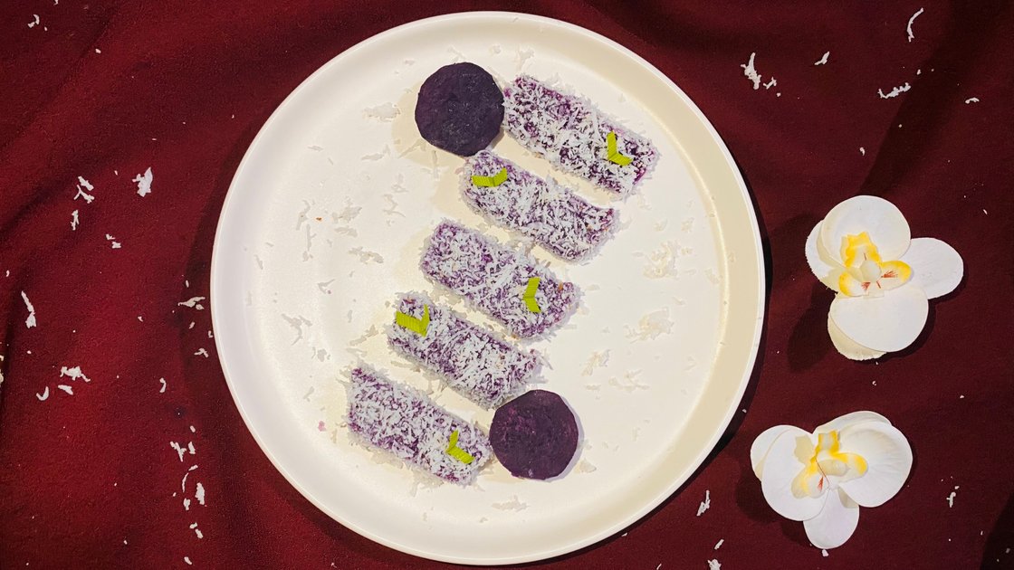 Chewy Purple Sweet Potatoes Sprinkled With Grated Coconut PeakD